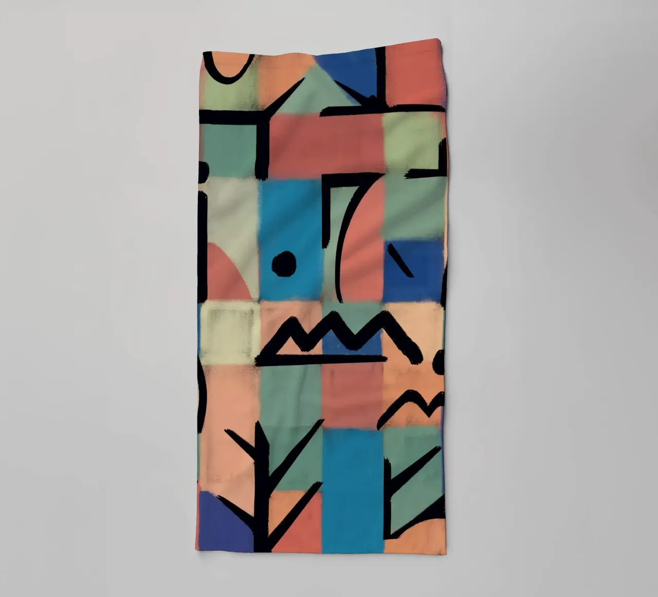 Of grid and symbols towel by Little Dean