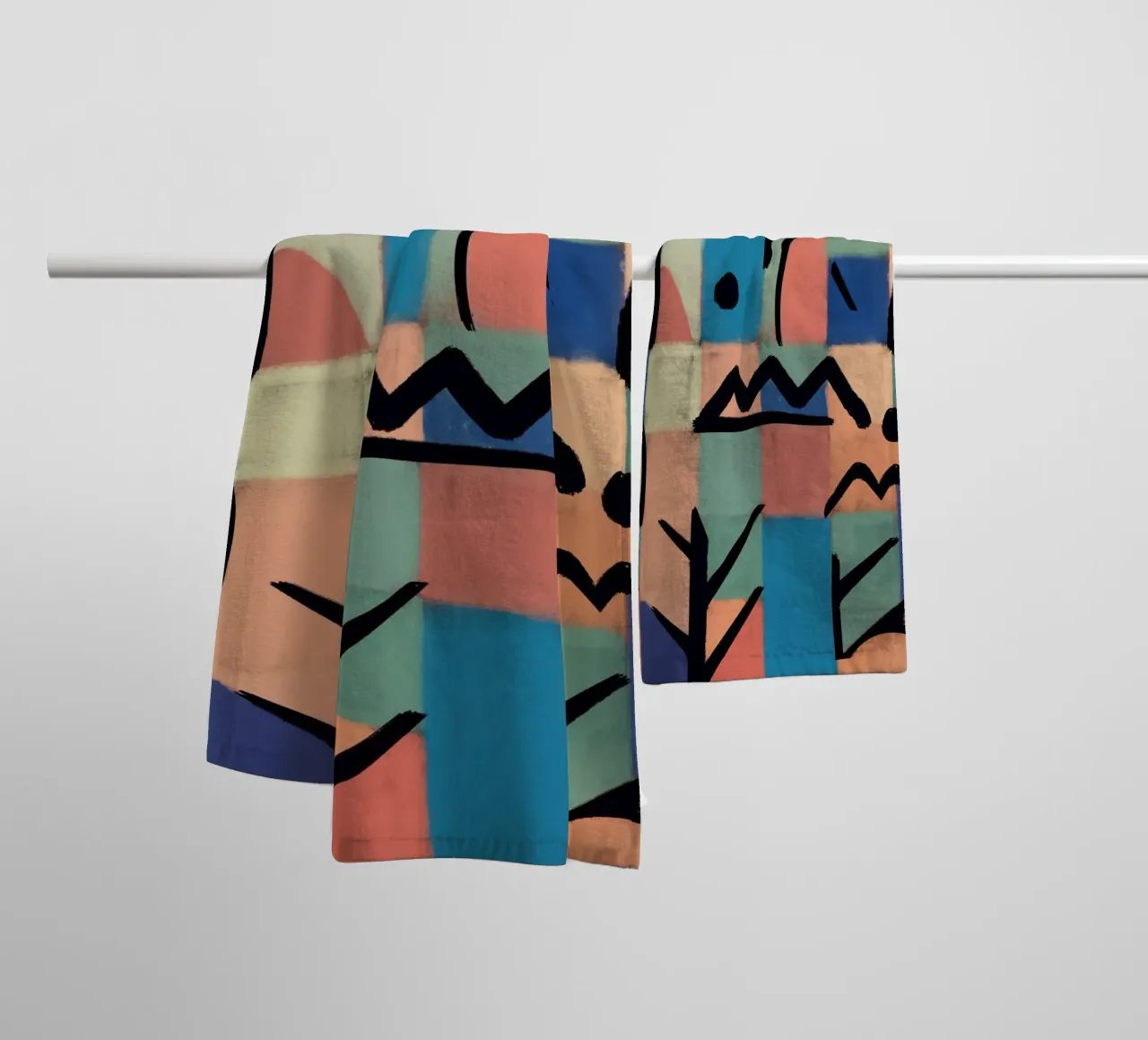 Of grid and symbols towel by Little Dean