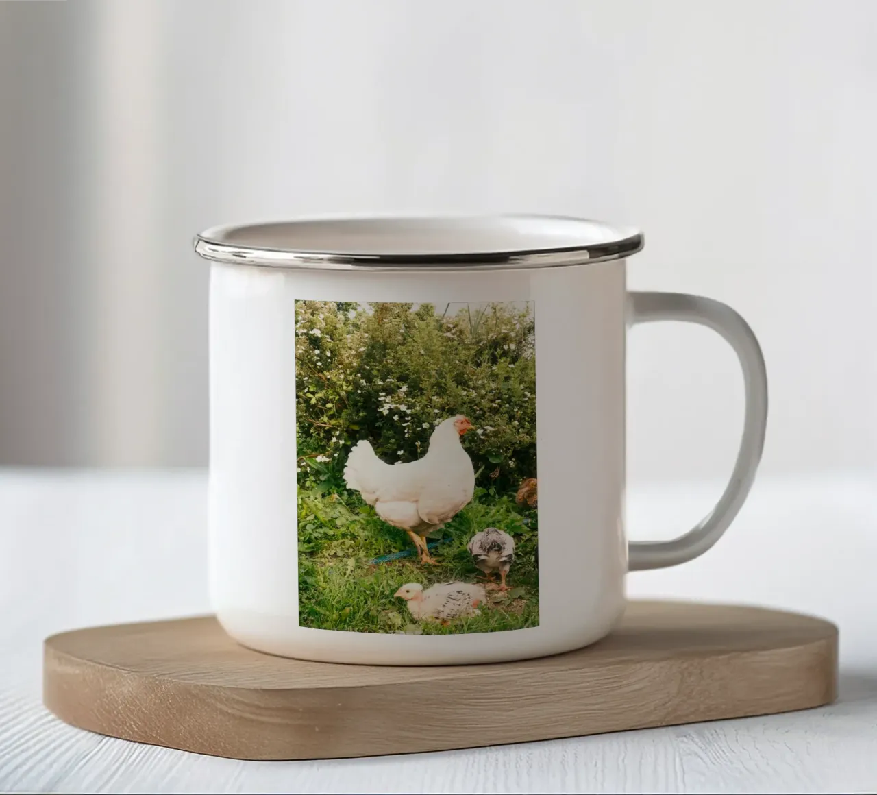 pollo verde tazza in smalto da animal story home