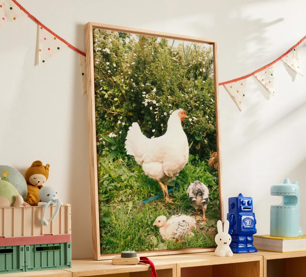 greenery chicken canvas by animal story home
