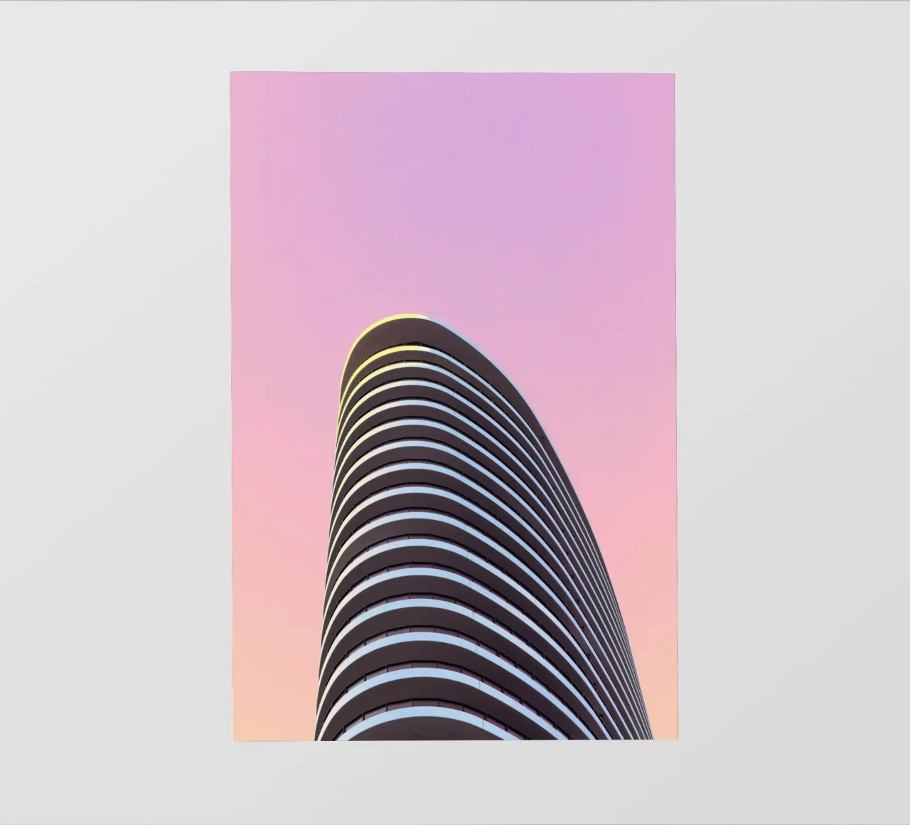 wolkenkrabber balkons gebouw backlit folie van pastel color shape