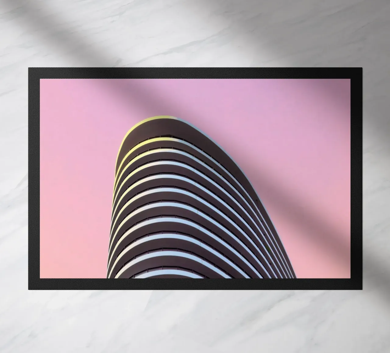 wolkenkrabber balkons gebouw deurmat van pastel color shape