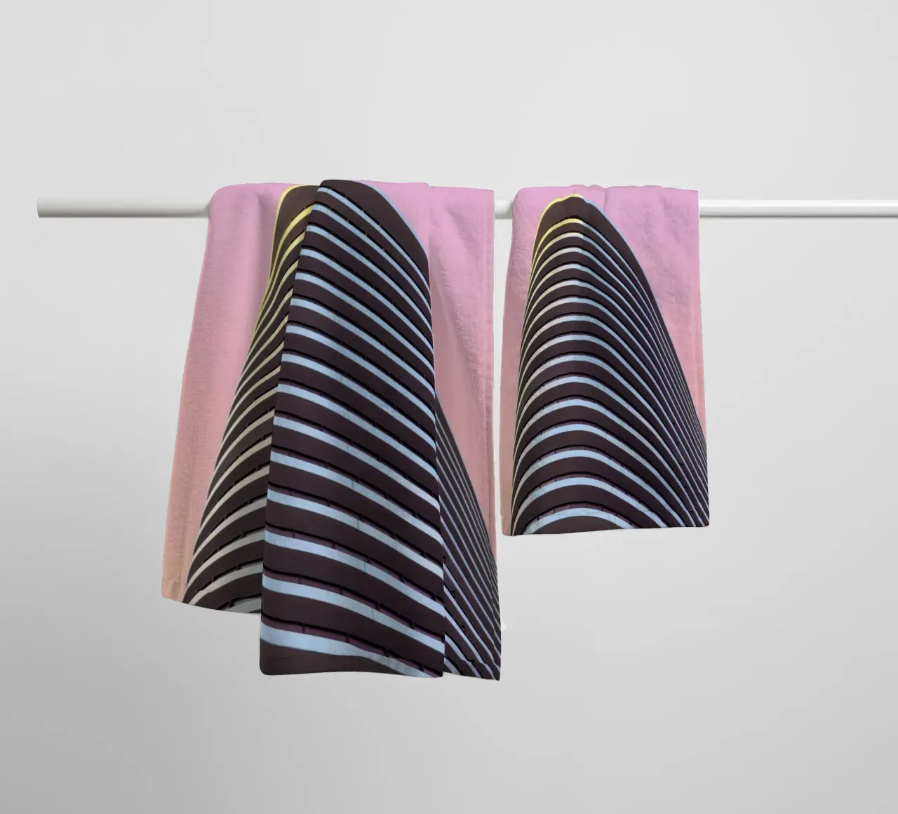 skyscraper balconies building towel by pastel color shape