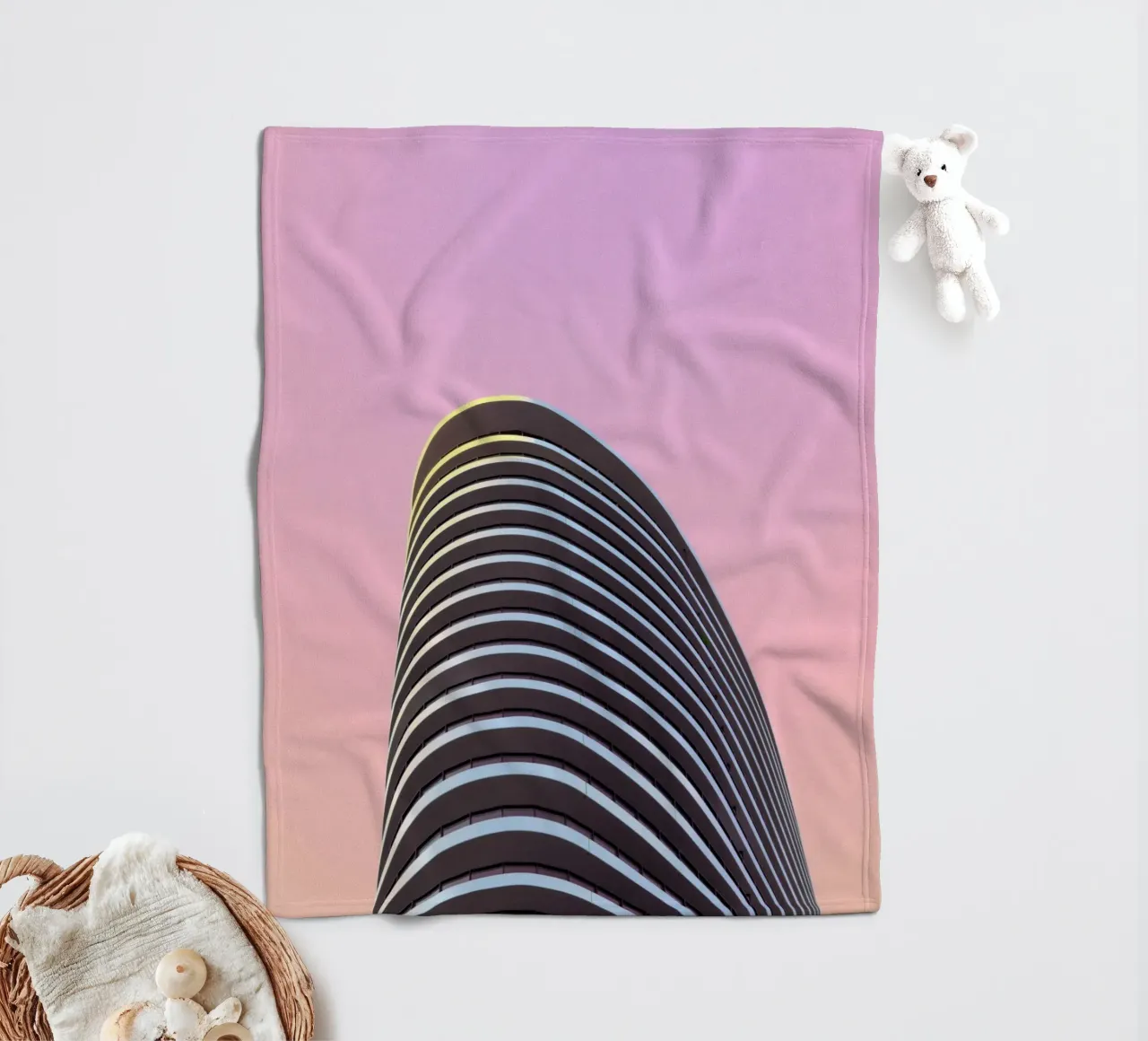 grattacielo balconi edificio coperta in pile da pastel color shape