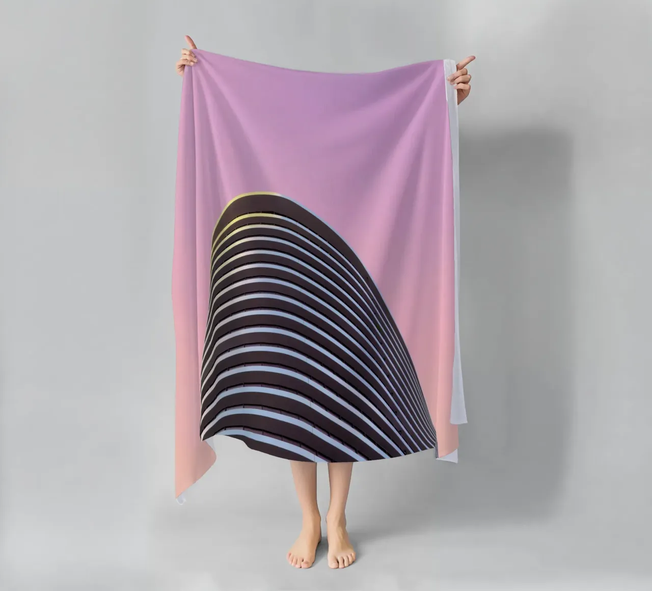 gratte-ciel balcons bâtiment serviette de plage de pastel color shape