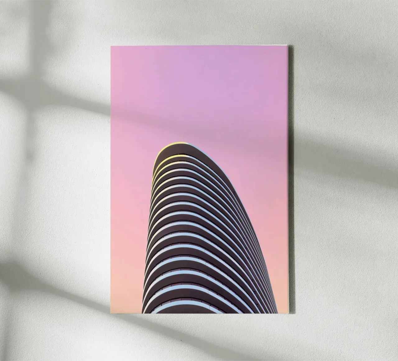 skyscraper balconies building canvas with Floater frame by pastel color shape