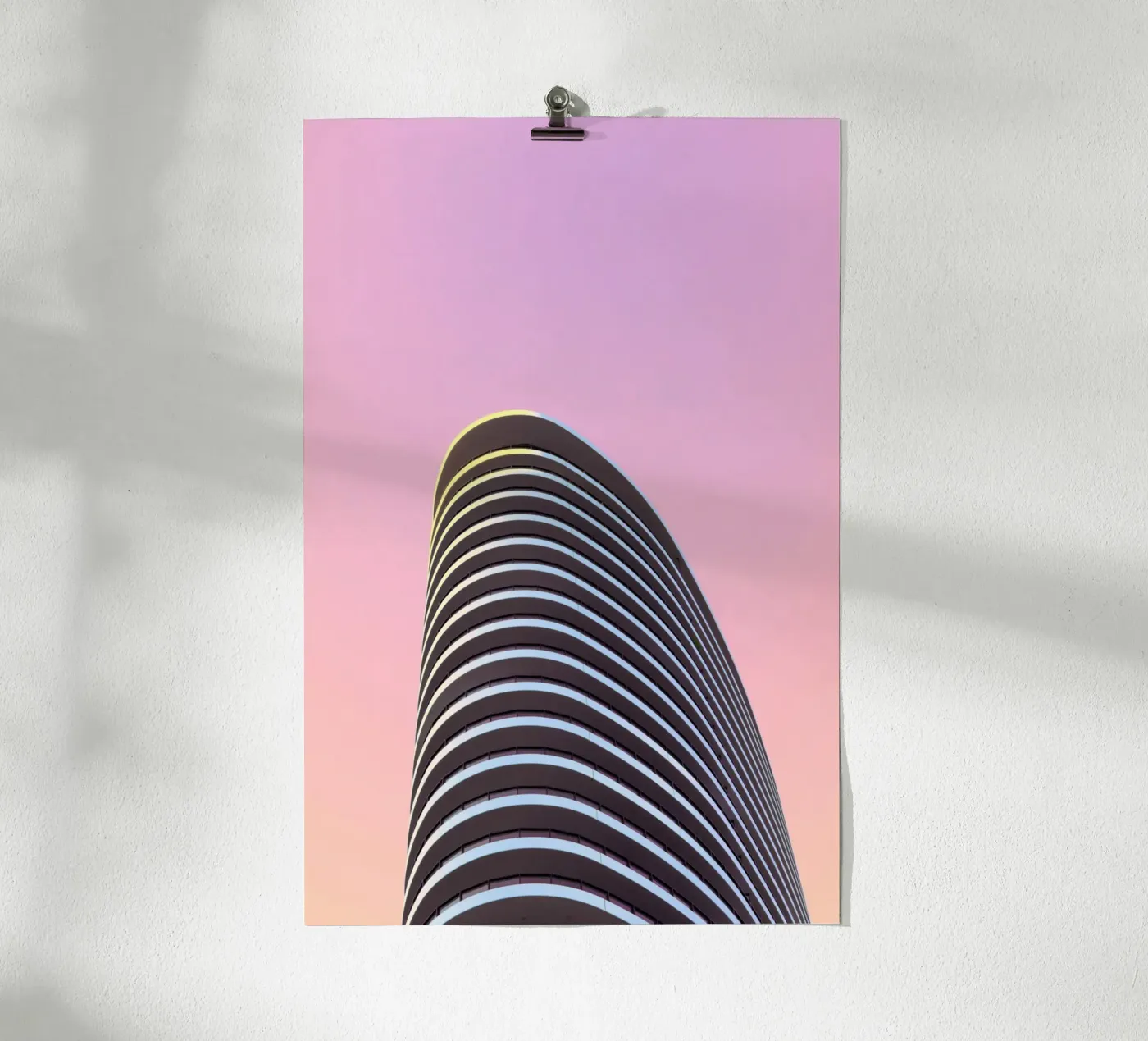 skyscraper balconies building poster by pastel color shape