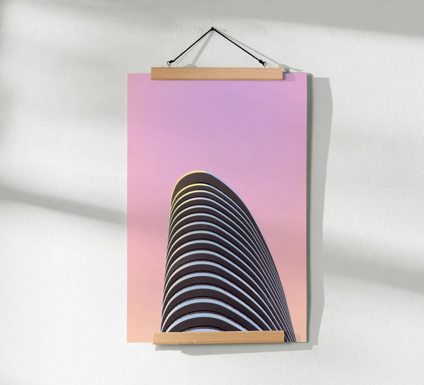skyscraper balconies building poster by pastel color shape