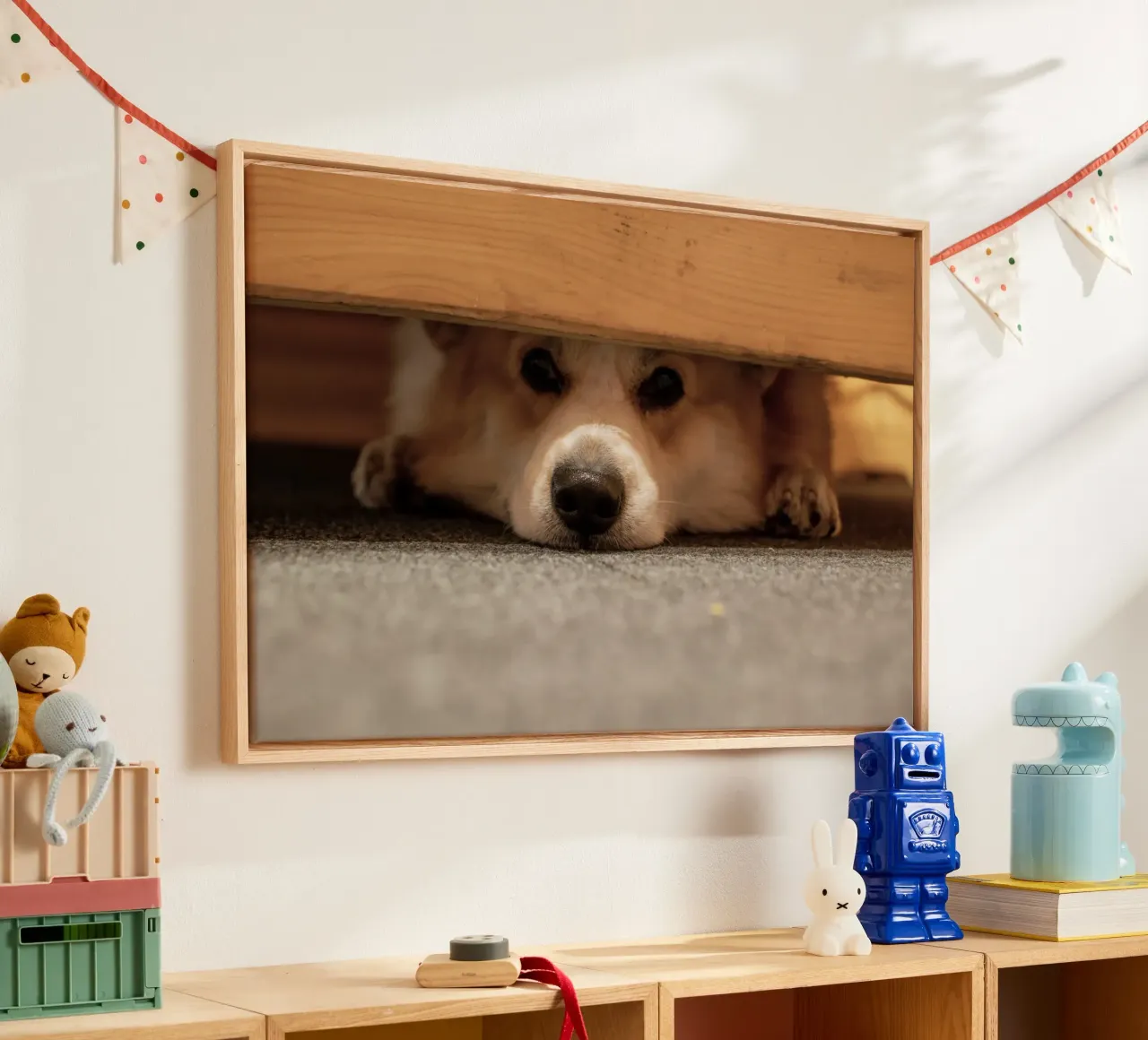 animale domestico corgi tela con Cornice a cassetta da animal story home