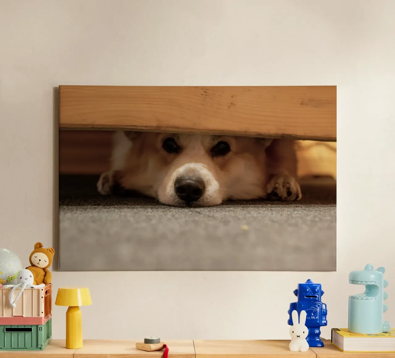animale domestico corgi tela con Cornice a cassetta da animal story home