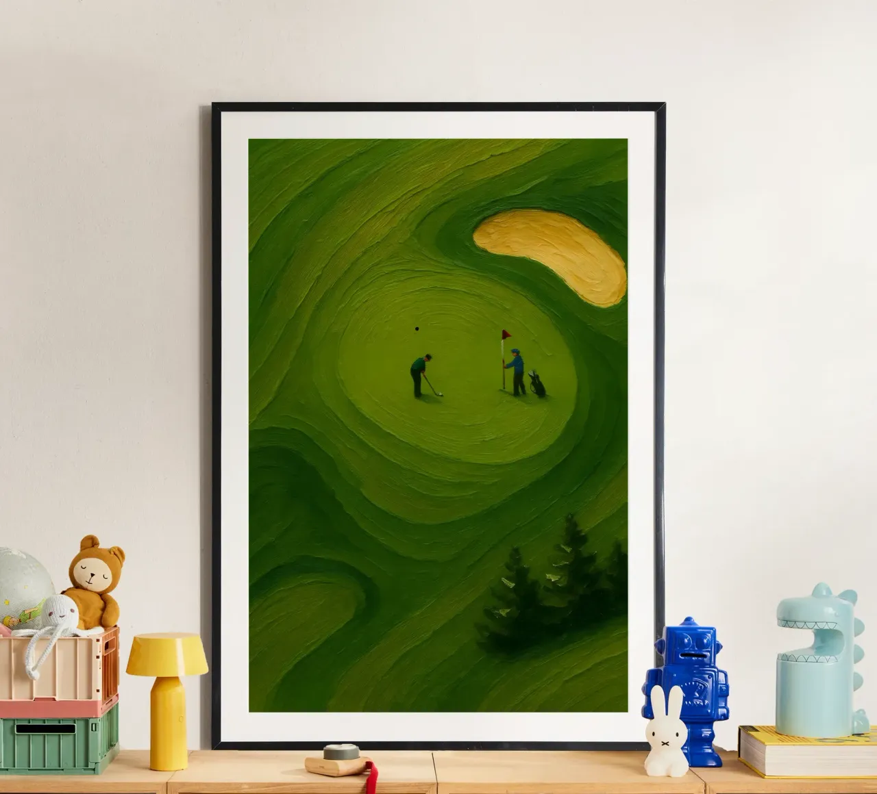 Solitary Putter in Verdant Ripples poster da Creative.Mind