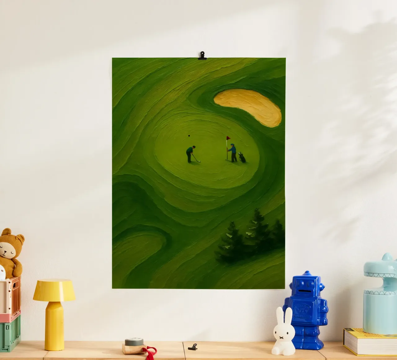 Solitary Putter in Verdant Ripples poster da Creative.Mind