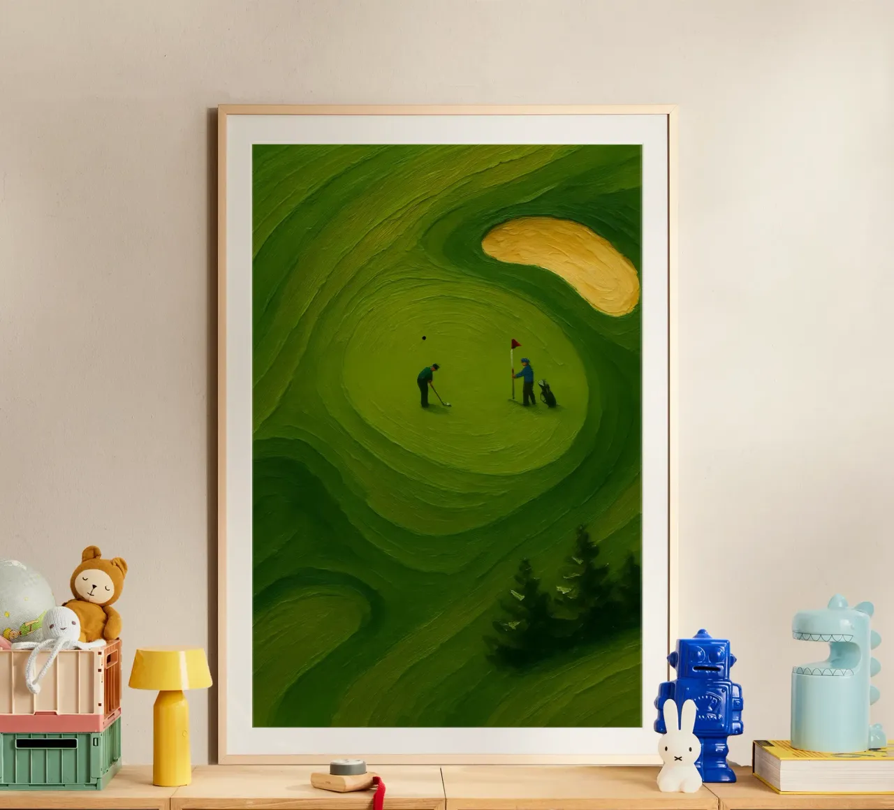 Solitary Putter in Verdant Ripples poster da Creative.Mind