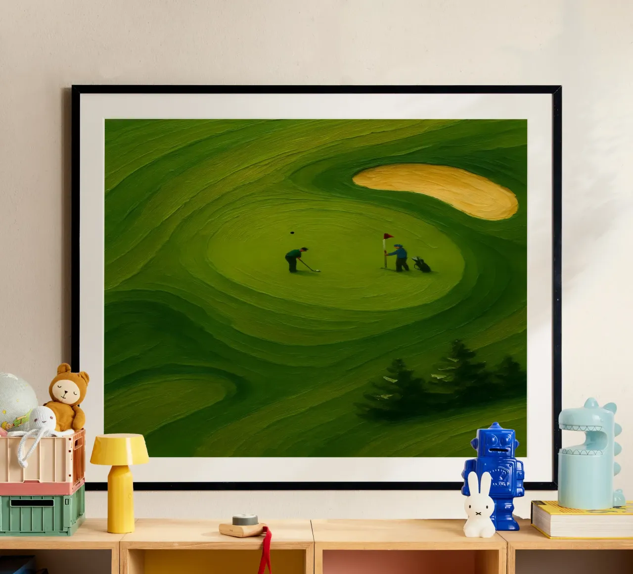 Solitary Putter in Verdant Ripples poster da Creative.Mind