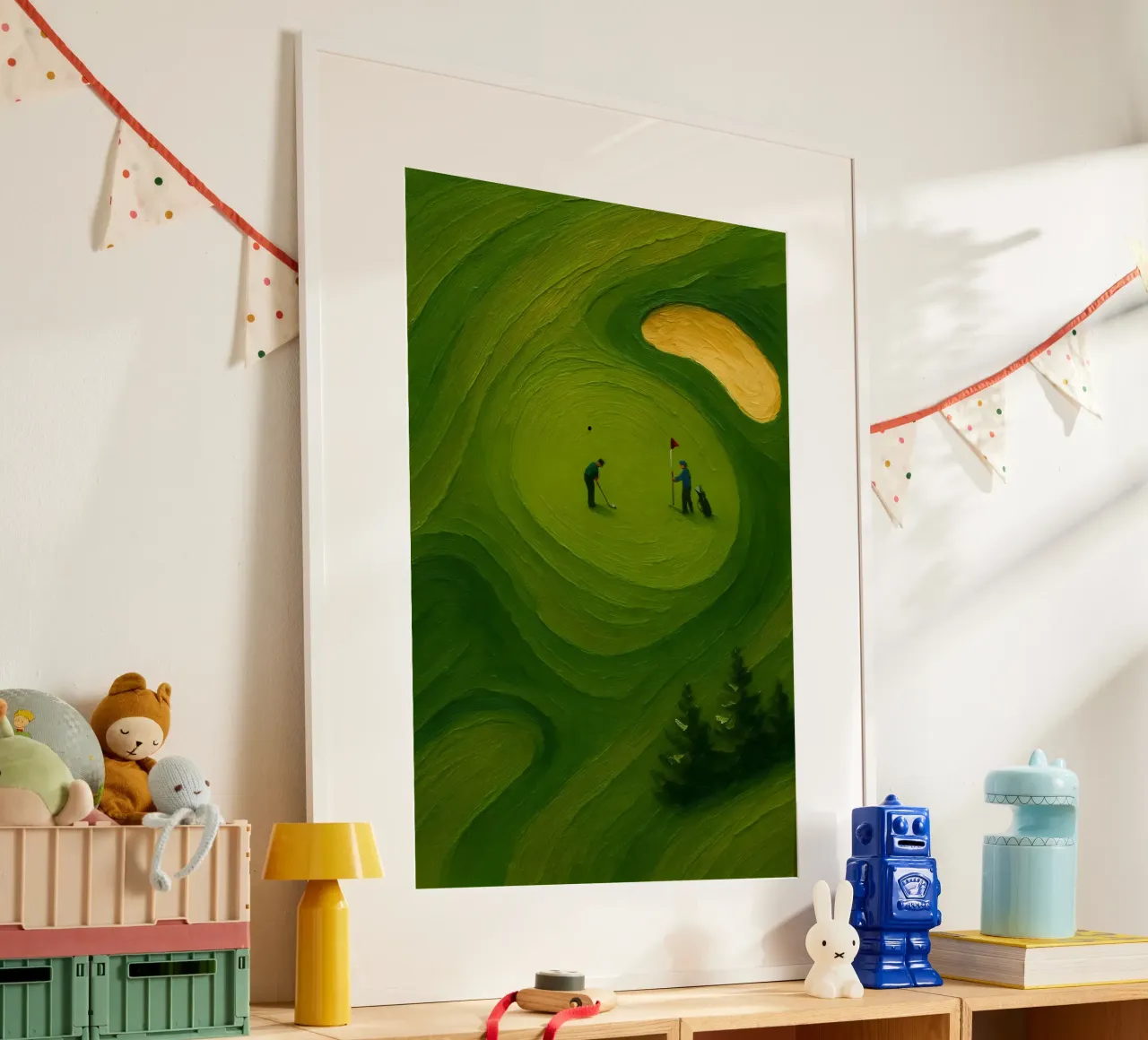 Solitary Putter in Verdant Ripples poster da Creative.Mind