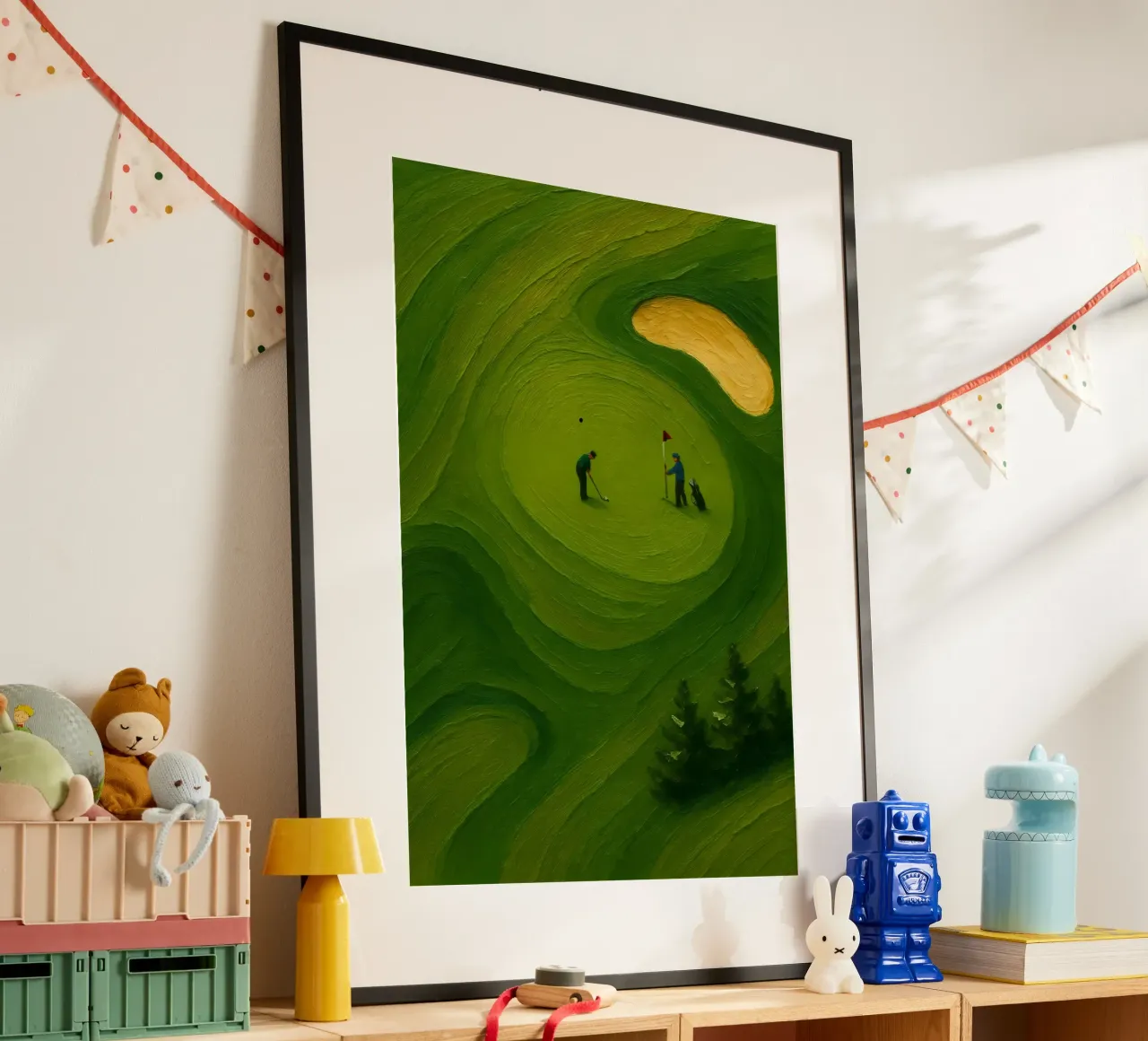 Solitary Putter in Verdant Ripples poster da Creative.Mind