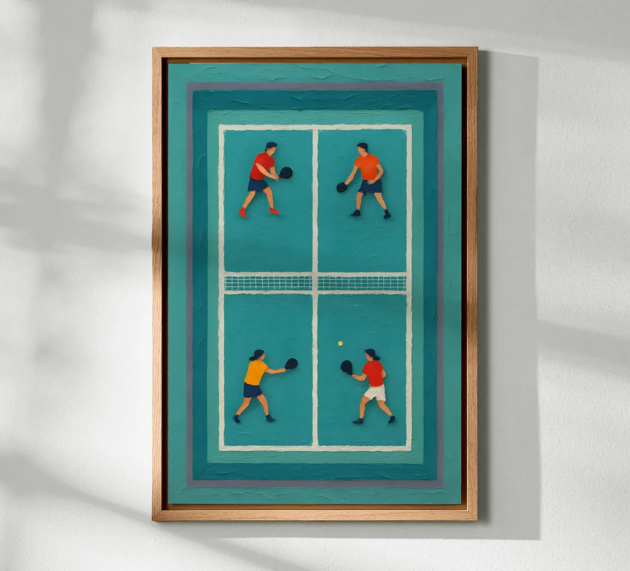 Vibrant Paddle Quartet on Teal Canvas tela con Cornice a cassetta da Creative.Mind