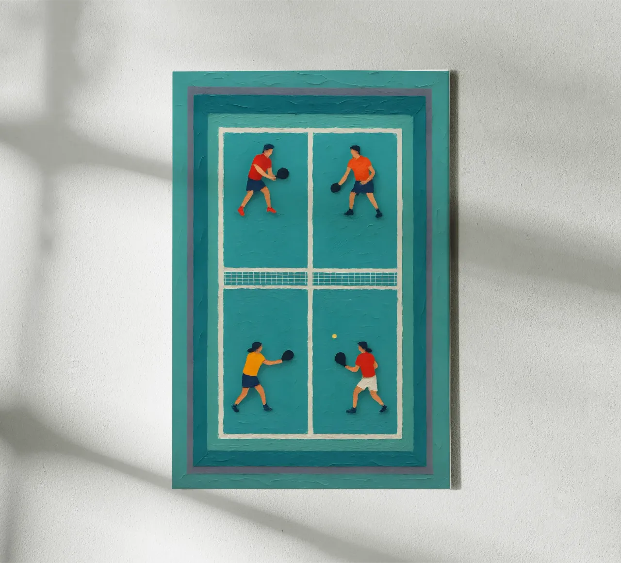 Vibrant Paddle Quartet on Teal Canvas tela con Cornice a cassetta da Creative.Mind
