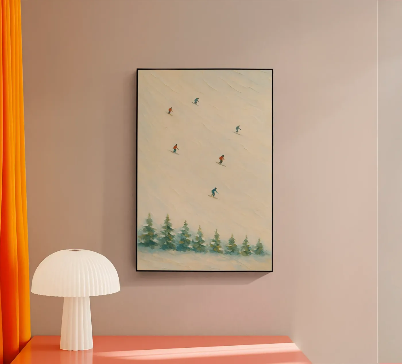 Diagonal Ski Descent over Pine Forest plexiglass da Creative.Mind