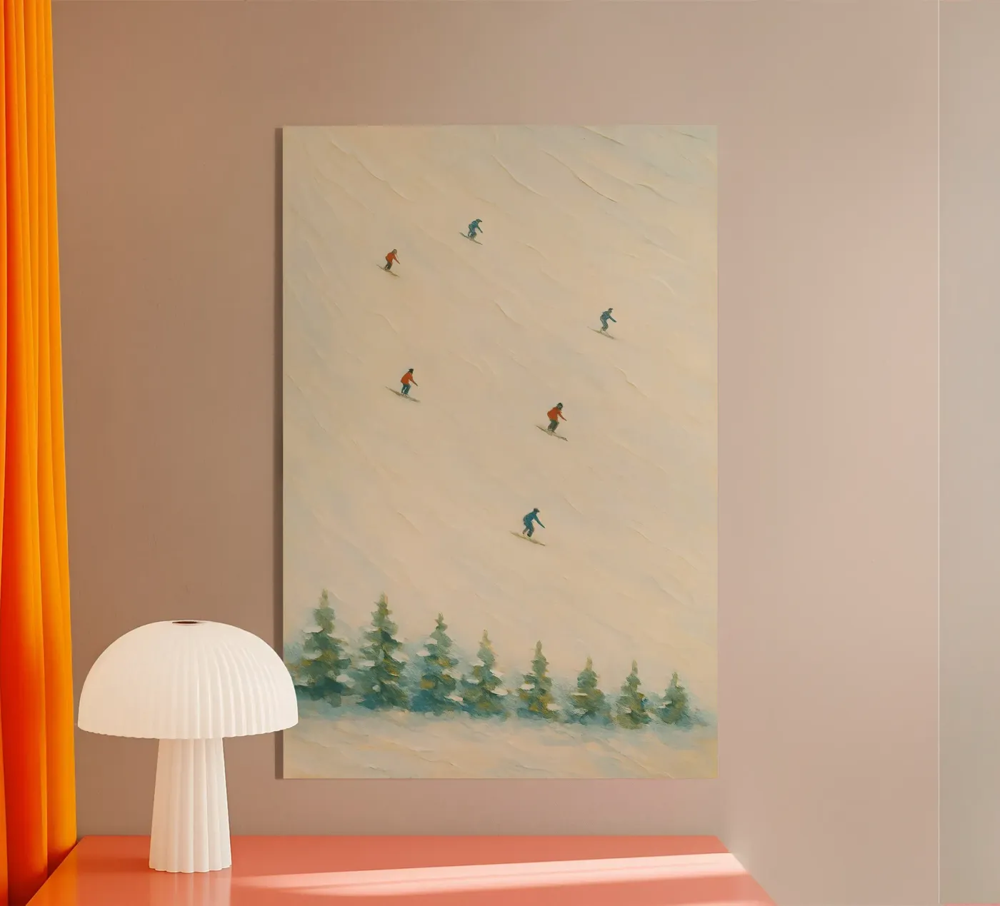 Diagonal Ski Descent over Pine Forest plexiglass da Creative.Mind