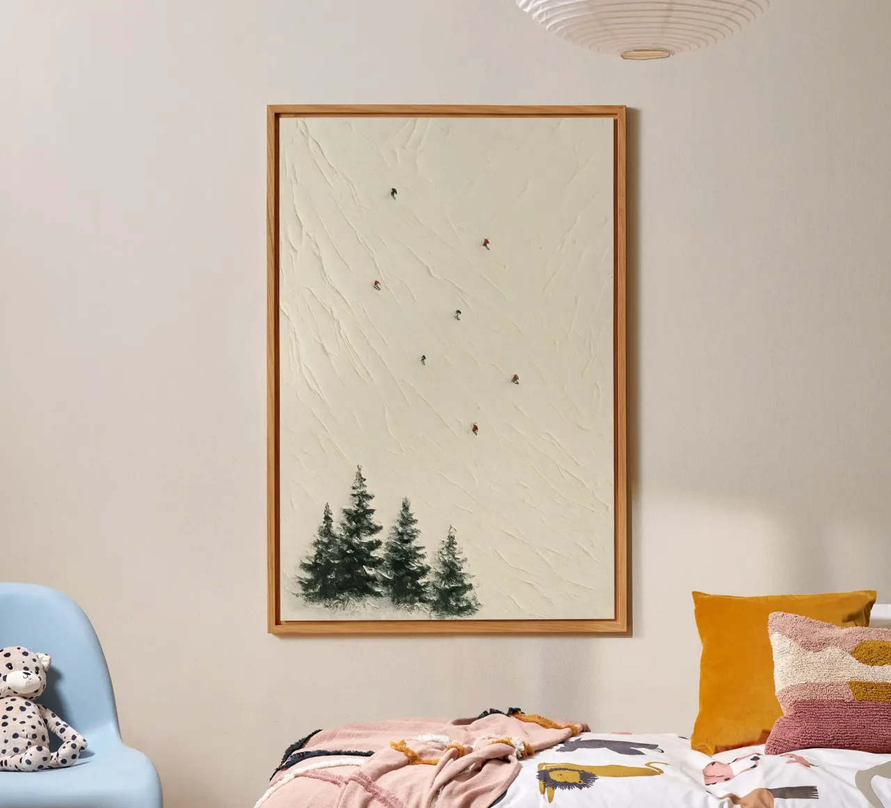 Sparse Skiers on Pristine White alluminio dibond da Creative.Mind