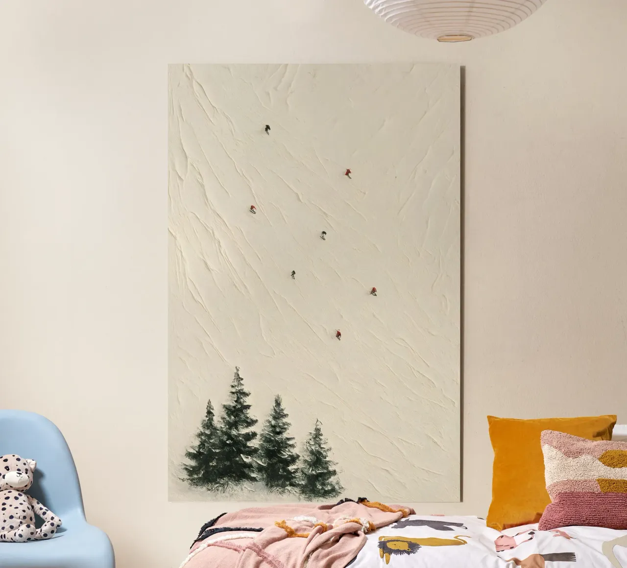 Sparse Skiers on Pristine White alluminio dibond da Creative.Mind