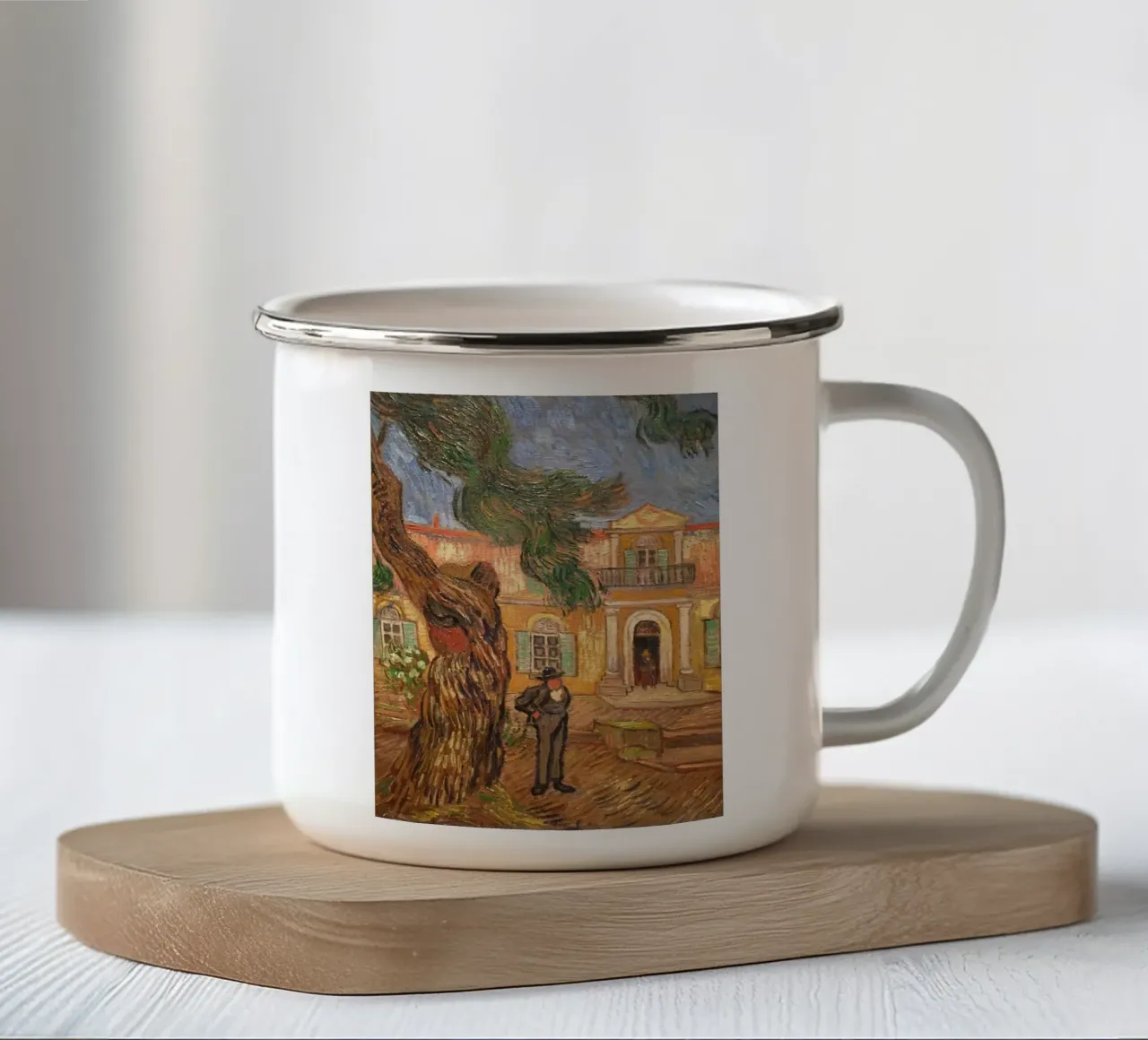 davanti a una casa di lusso tazza in smalto da cloud shop