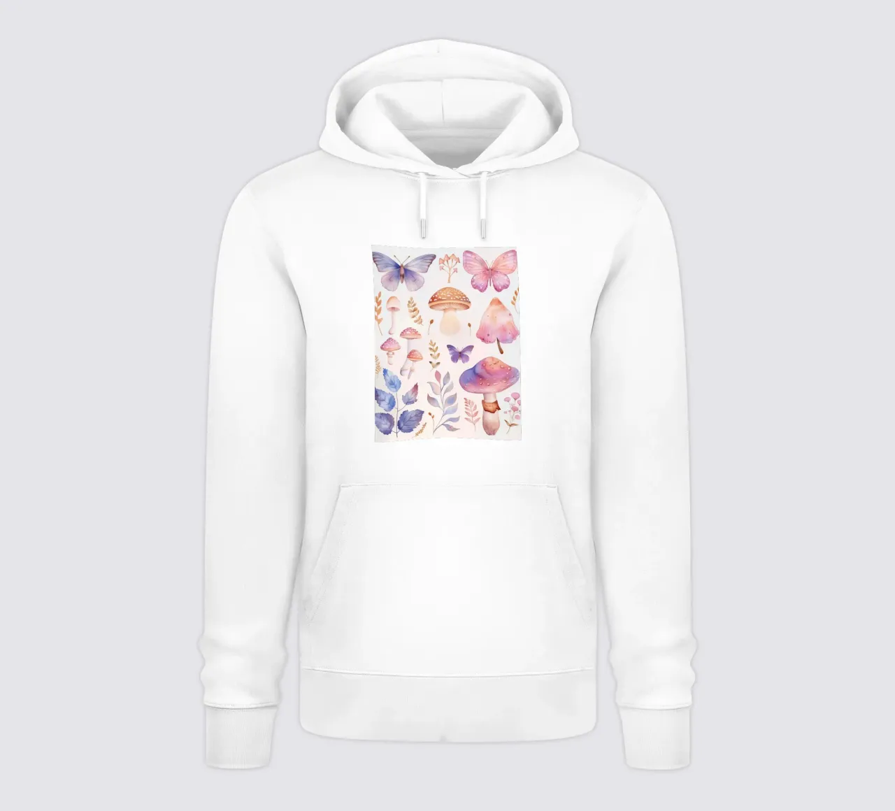 Funghi e farfalle magiche Boho in morbidi acquerelli felpa con cappuccio da Gentle Echoes Art
