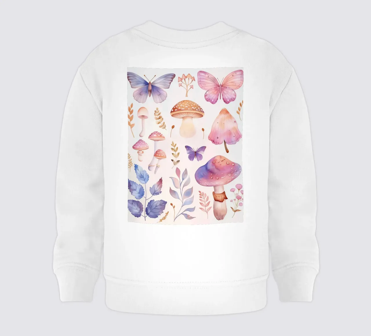 Funghi e farfalle magiche Boho in morbidi acquerelli felpa neonato da Gentle Echoes Art