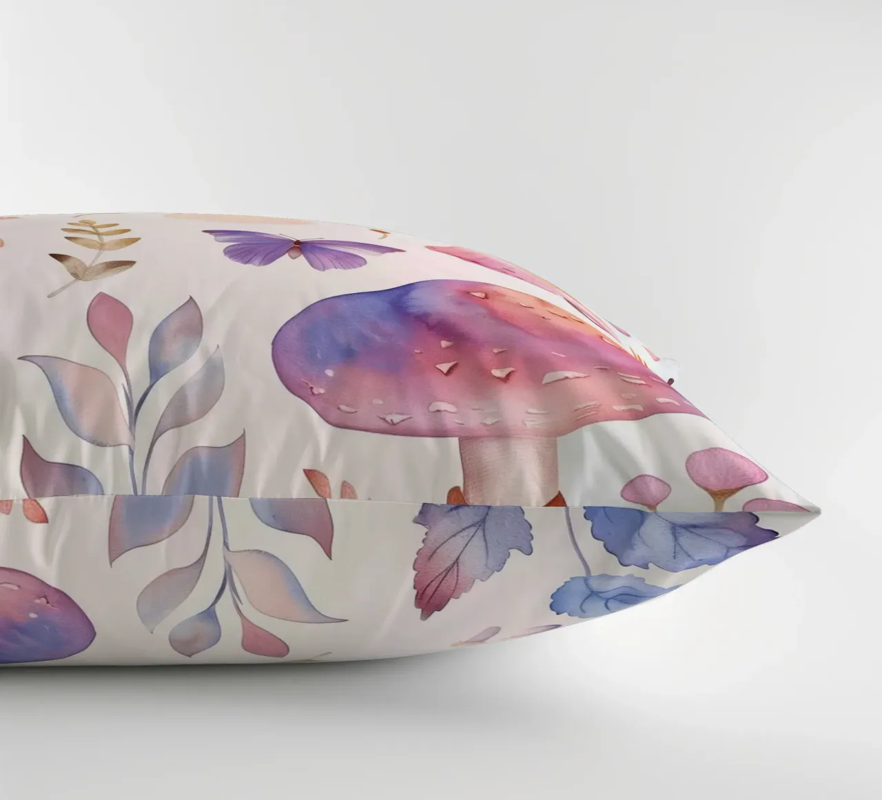 Funghi e farfalle magiche Boho in morbidi acquerelli cuscino da Gentle Echoes Art