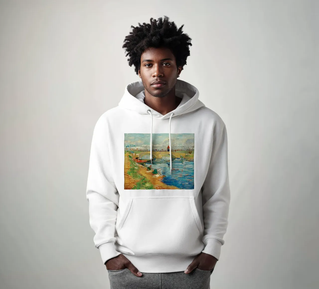 pesca in fiume felpa con cappuccio da cloud shop