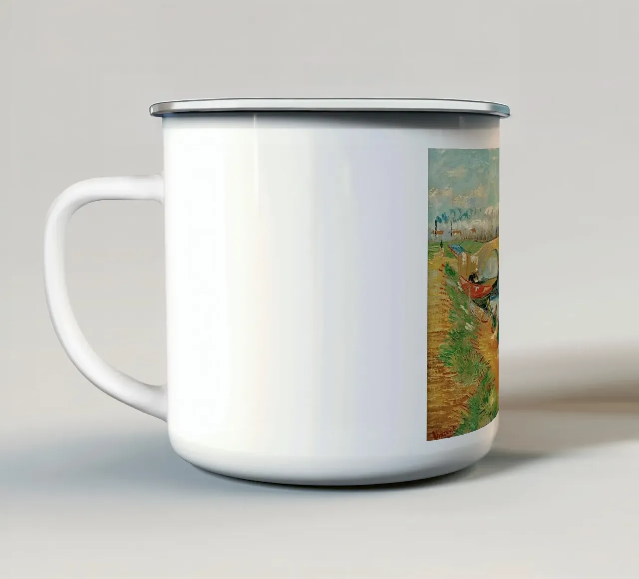 pesca in fiume tazza in smalto da cloud shop