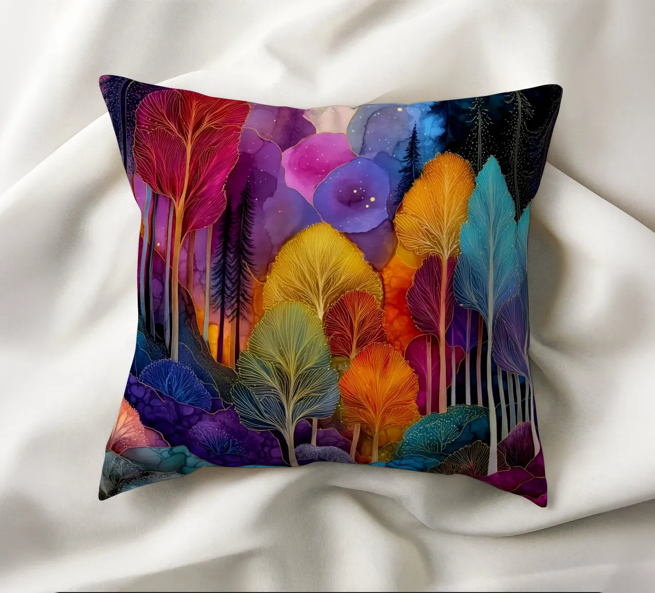 Magic forest 1 decorative cushion by Justyna Jaszke JBJart
