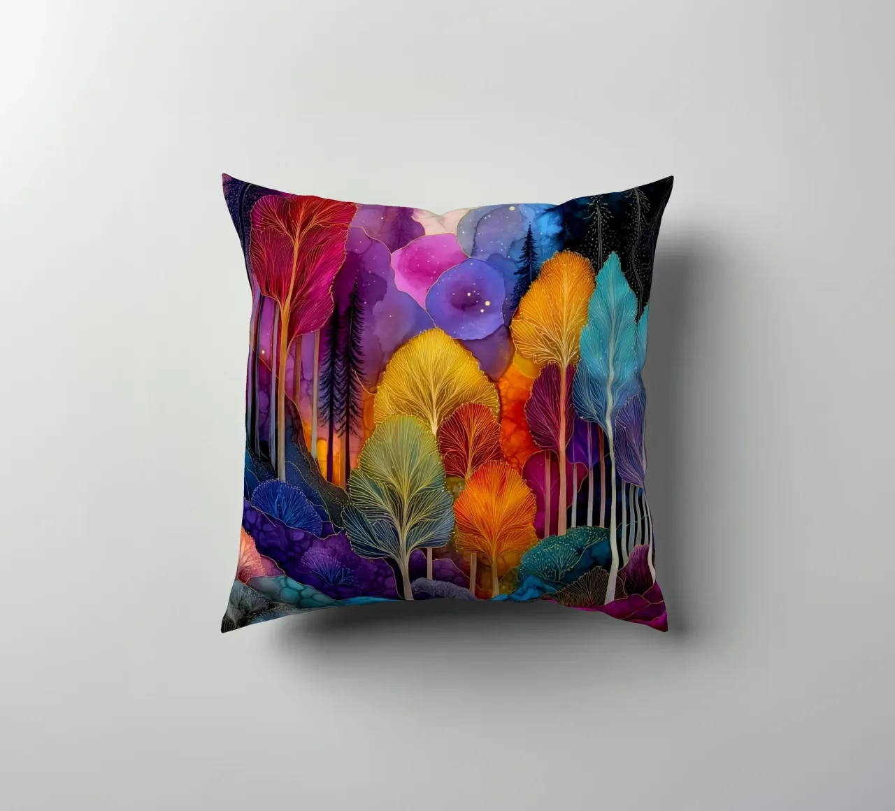 Magic forest 1 decorative cushion by Justyna Jaszke JBJart