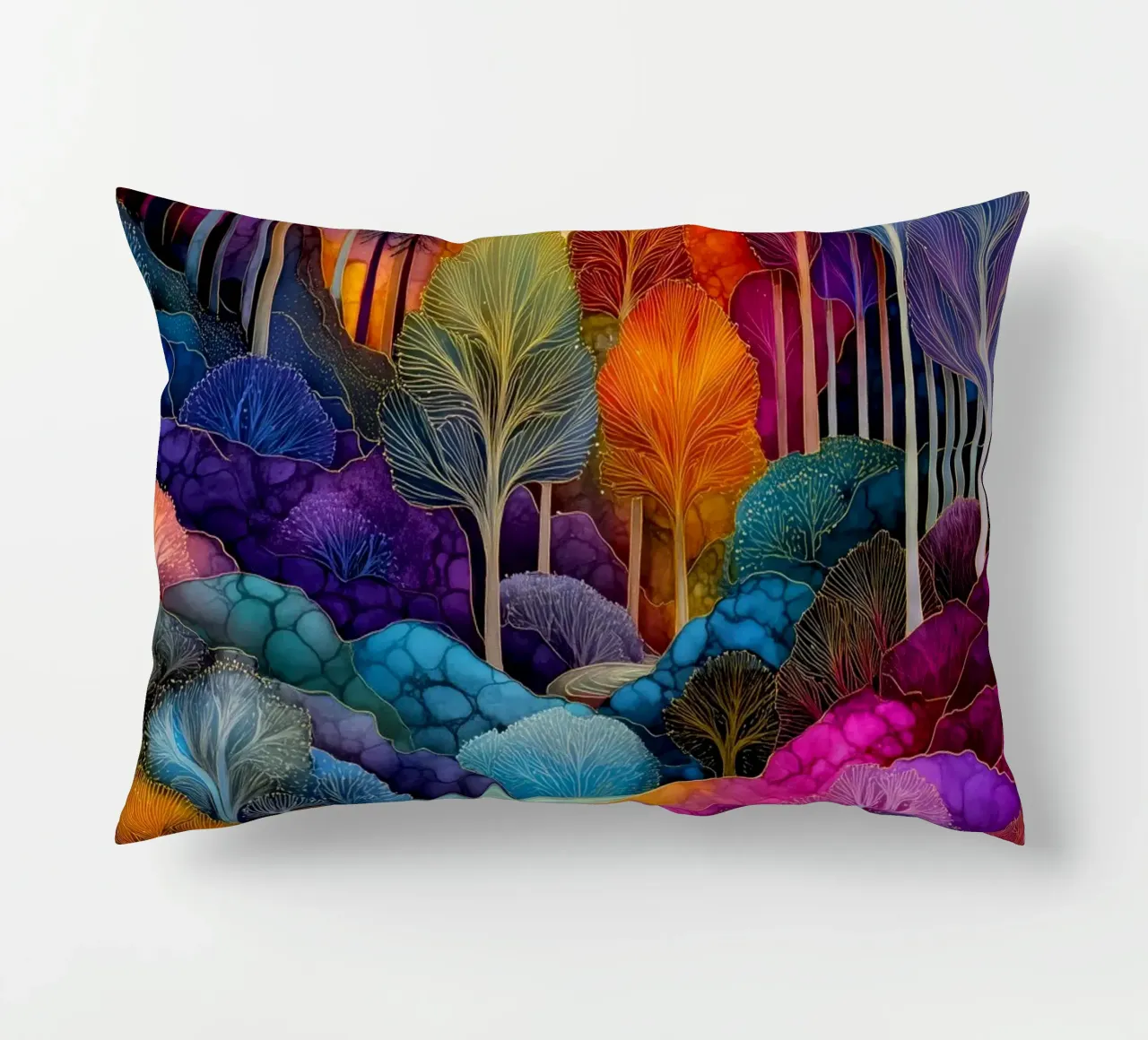 Magic forest 1 decorative cushion by Justyna Jaszke JBJart