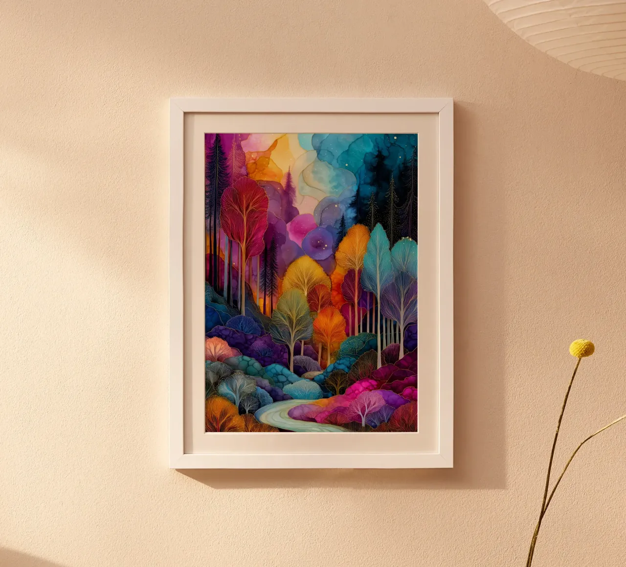 Foresta magica 1 poster con telaio in legno da Justyna Jaszke JBJart
