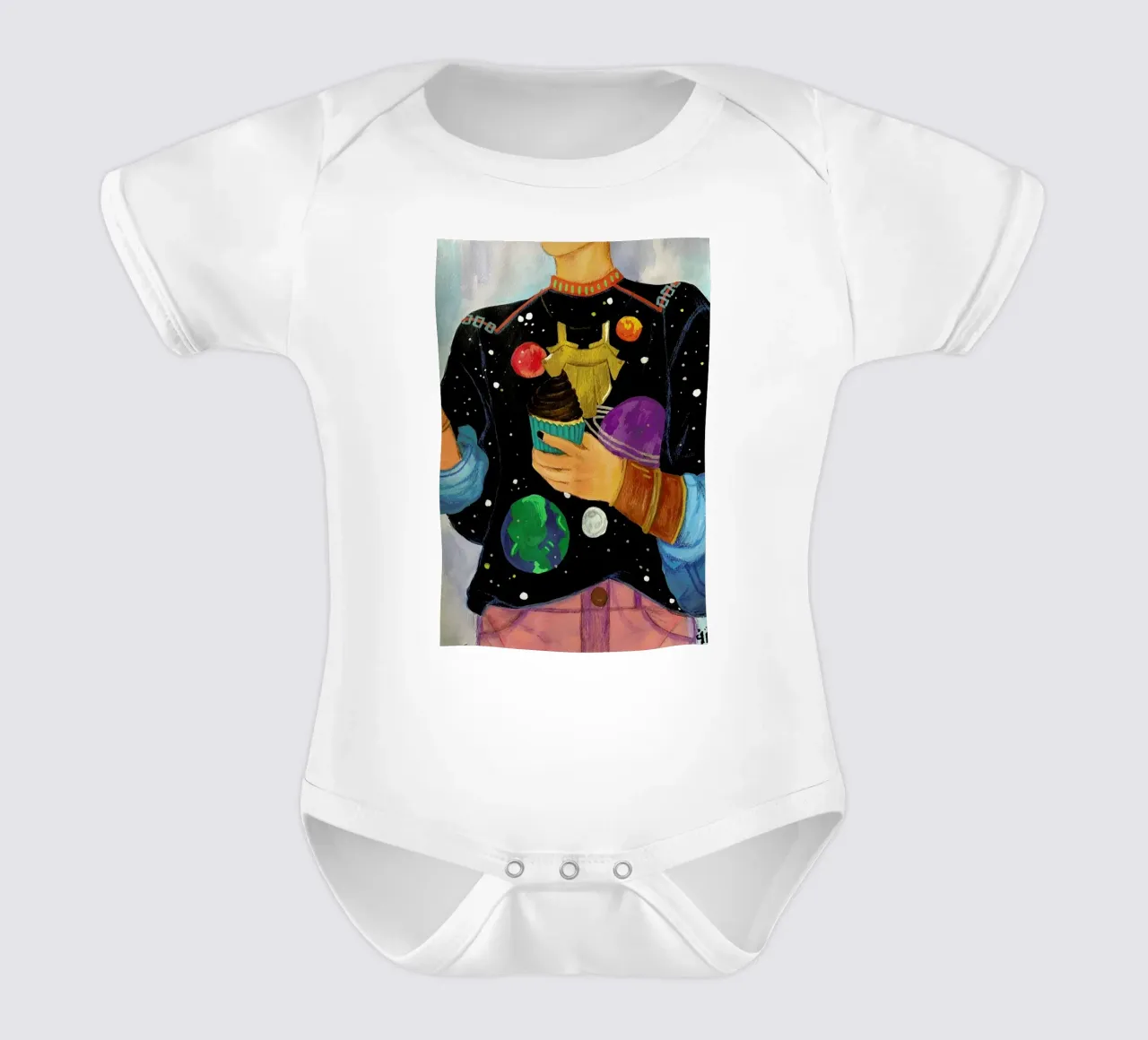 Cupcakes And Space body neonato maniche corte da Paloma Kua