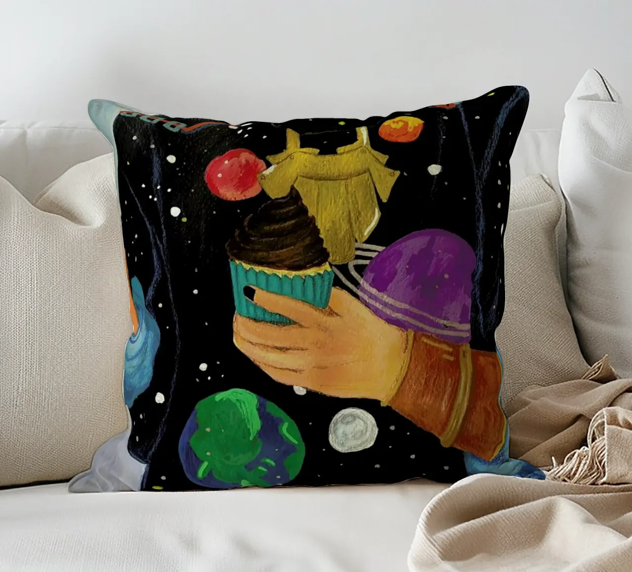 Cupcakes And Space cuscino da Paloma Kua