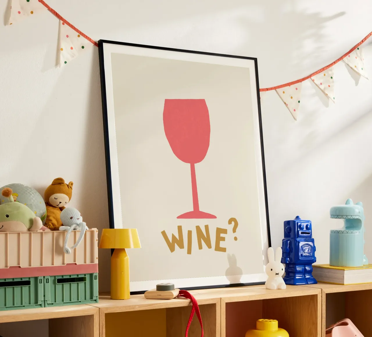 Wine - Pink poster with wooden frame by MoonlightPrint