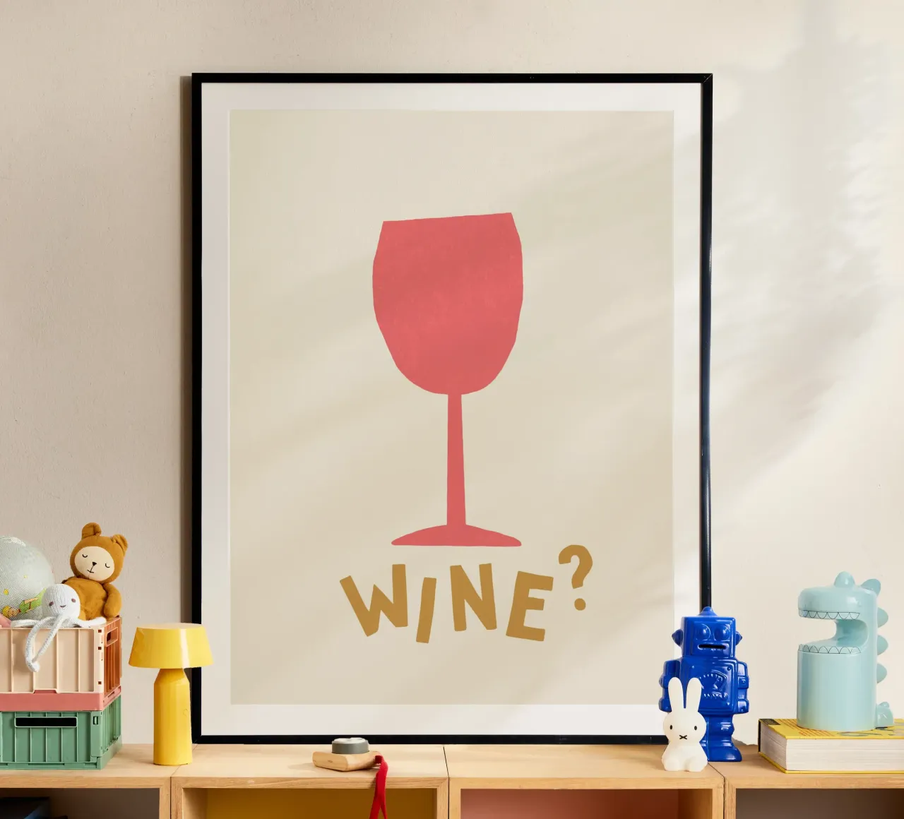 Wine - Pink poster with wooden frame by MoonlightPrint