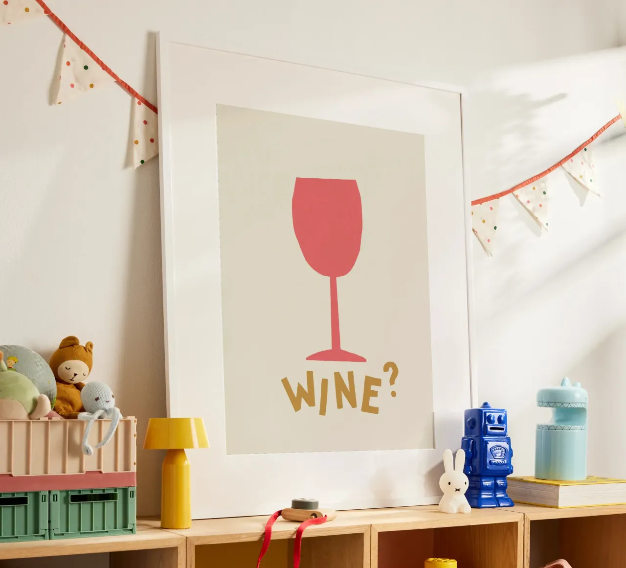Wine - Pink poster with wooden frame by MoonlightPrint