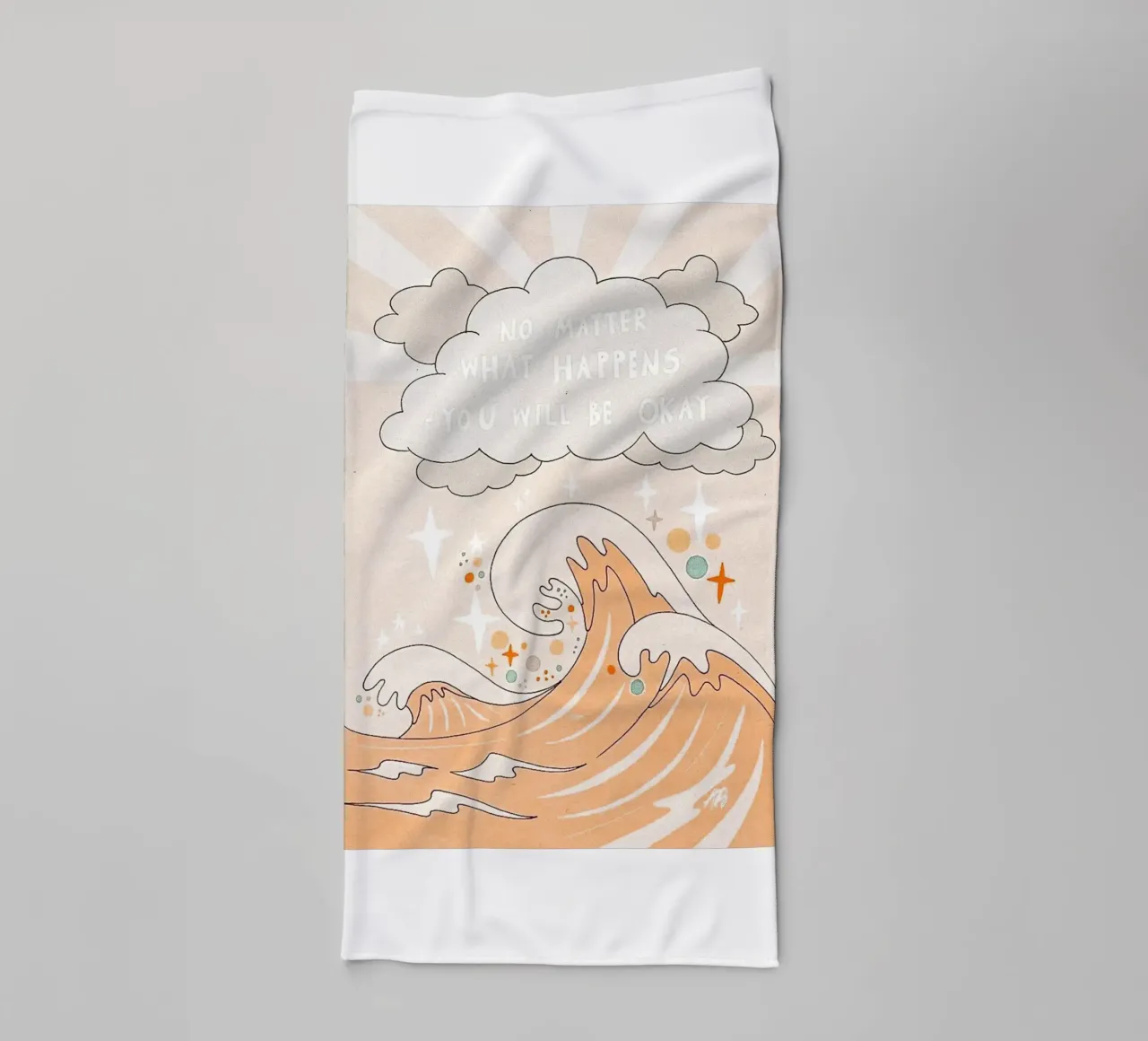 ocean waves motivational text towel by art quots shop