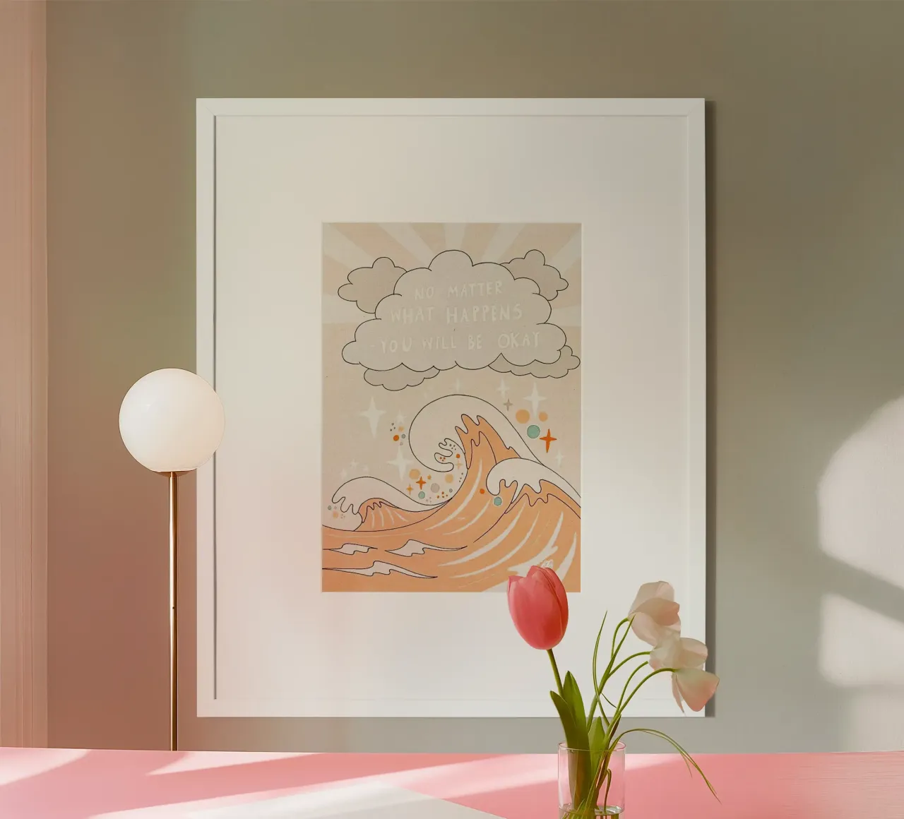 texte de motivation sur les vagues de l'océan poster avec cadre en bois de art quots shop