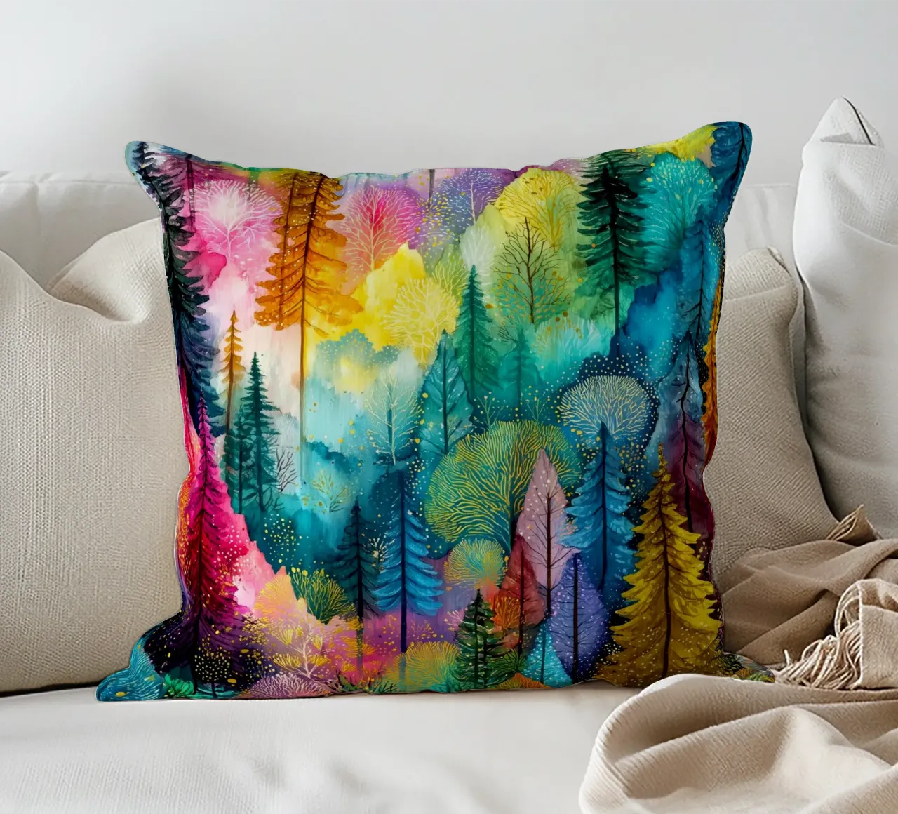 Magic forest 3 decorative cushion by Justyna Jaszke JBJart