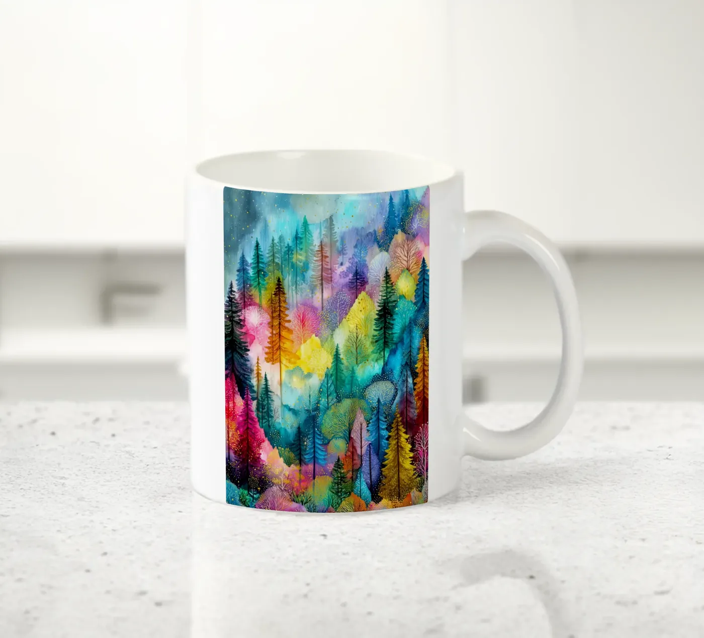 Magic forest 3 ceramic mug by Justyna Jaszke JBJart