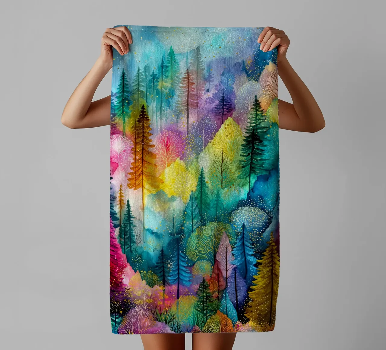 Magic forest 3 towel by Justyna Jaszke JBJart