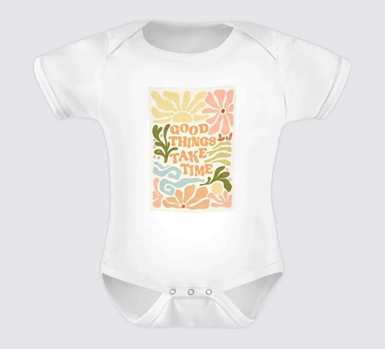good things take time short-sleeve baby romper by art quots shop