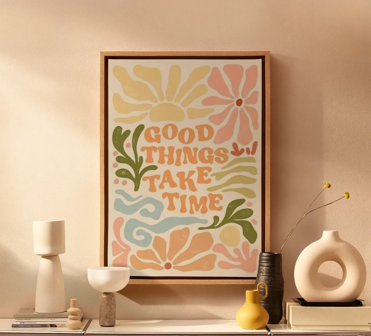 Le cose belle richiedono tempo tela con Cornice a cassetta da art quots shop