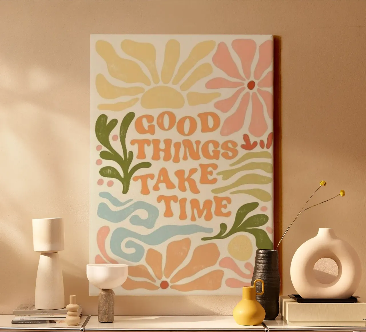 Le cose belle richiedono tempo tela con Cornice a cassetta da art quots shop