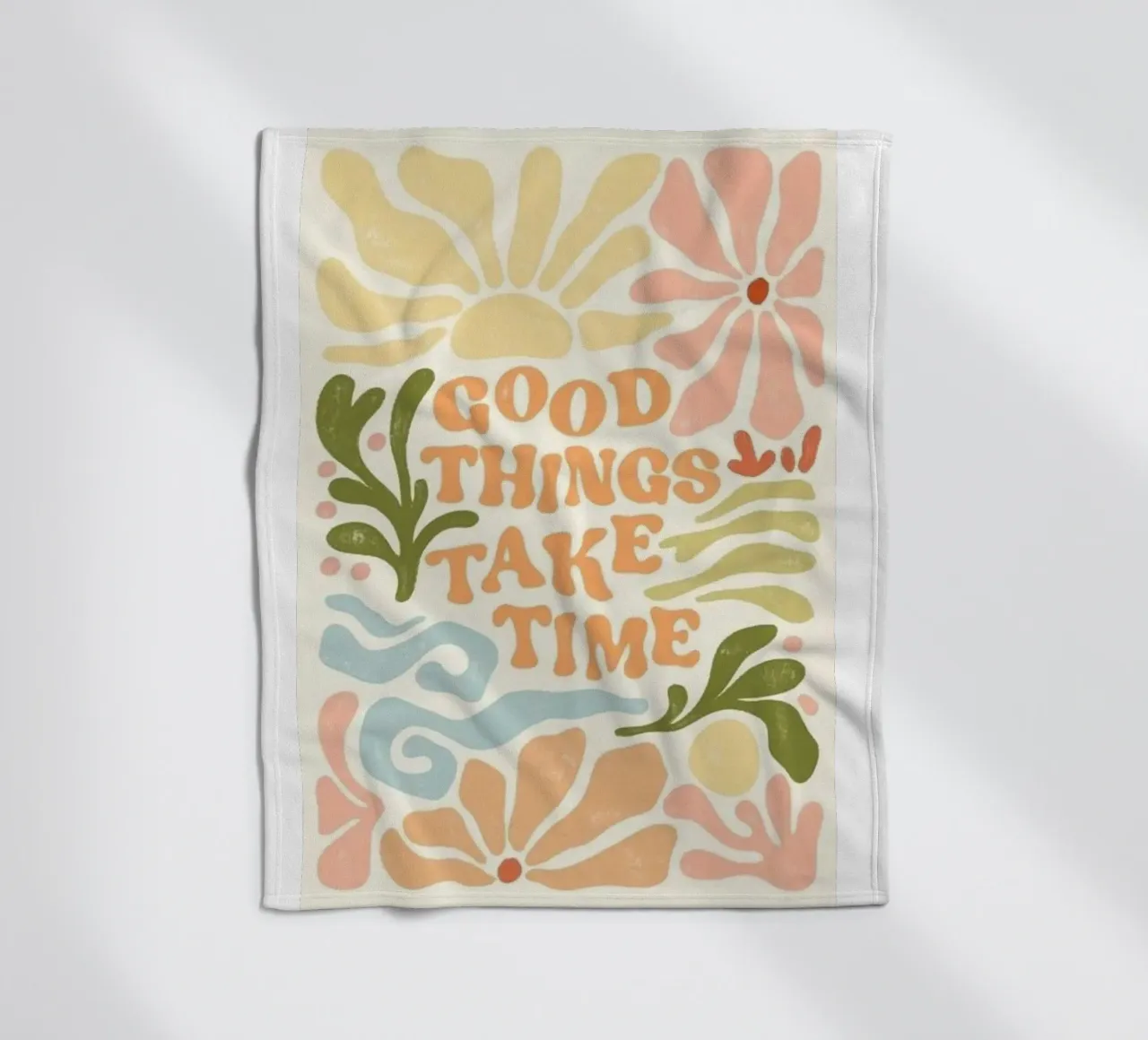 good things take time fleece blanket by art quots shop